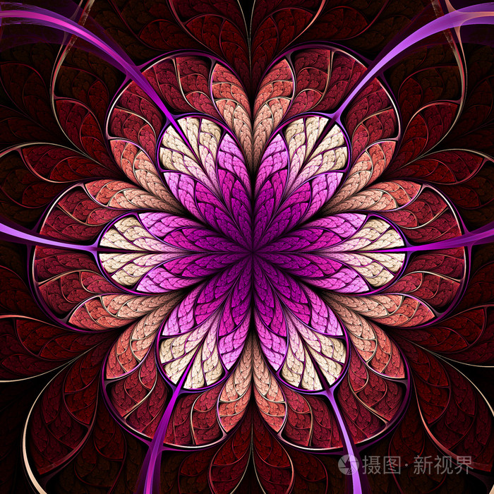 暗红色的分形花,数字为图形创意设计图稿
