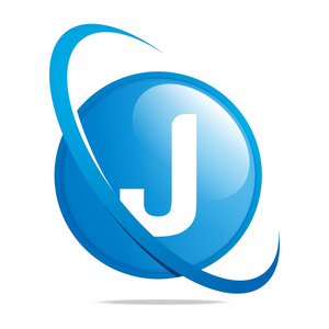 标志圈地球圆字母j蓝色抽象矢量照片