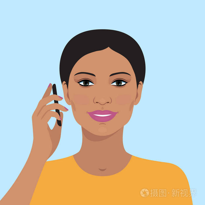 美丽女人的矢量插画.平面设计.可爱的头像肖像微笑的女人的脸