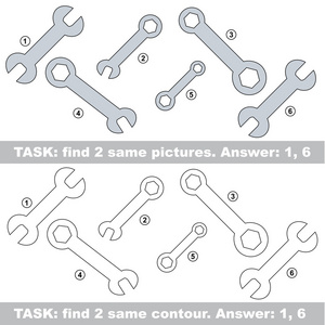 视觉的游戏。找到隐藏的夫妇的扳手