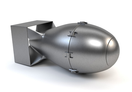 孤立战争白色背景上孤立的灰色核弹. 3d插图照片