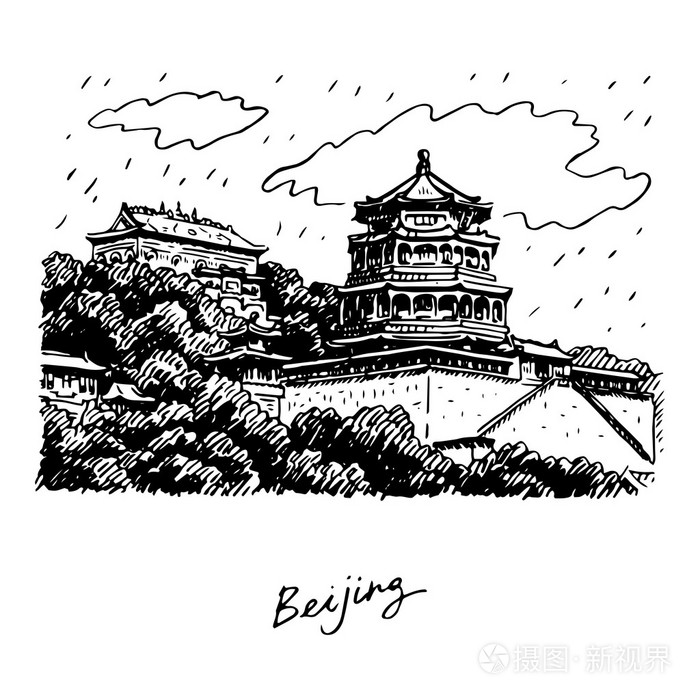 颐和园在北京,中国插画-正版商用图片0dpfm3-摄图新视界