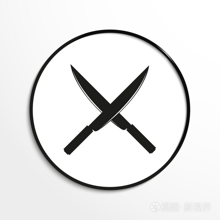 刀矢量图标在明亮的背景上的黑白图像