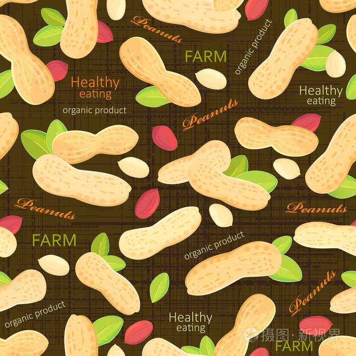 老式的无缝纹理与新鲜花生插画-正版商用图片0dpsjl-摄图新视界