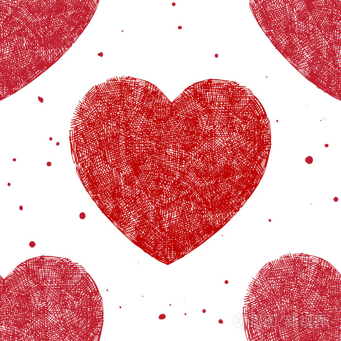 手画的心红无缝模式
