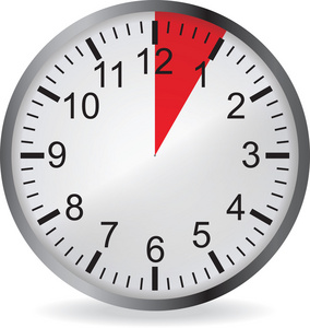 分钟时钟时钟与红色 5 分钟截止日期照片