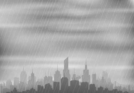 在城市上空阴雨天气图片