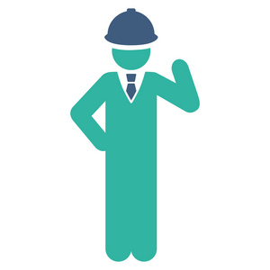 从商务双色套工程师图标工程师和技术人员承包商在完成商务会议后握手