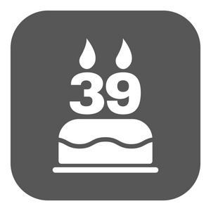 生日蛋糕蜡烛数 39 图标的形式.生日的符号.单位照片
