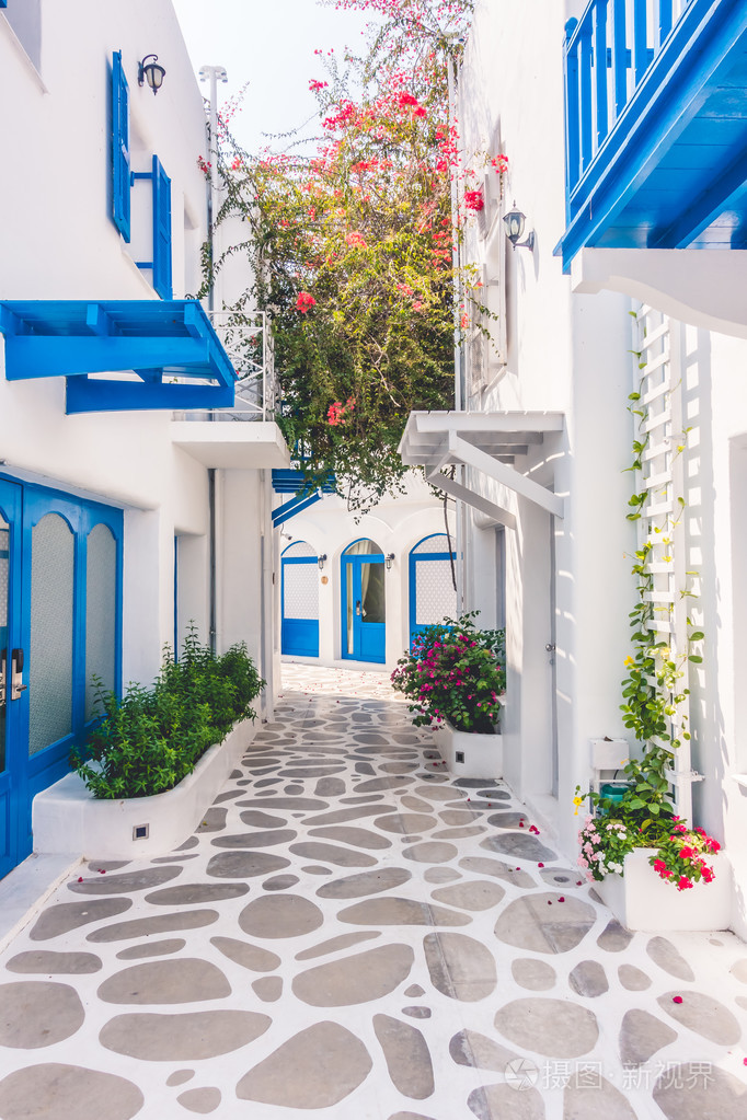 美丽的建筑,与圣托里尼和希腊风格