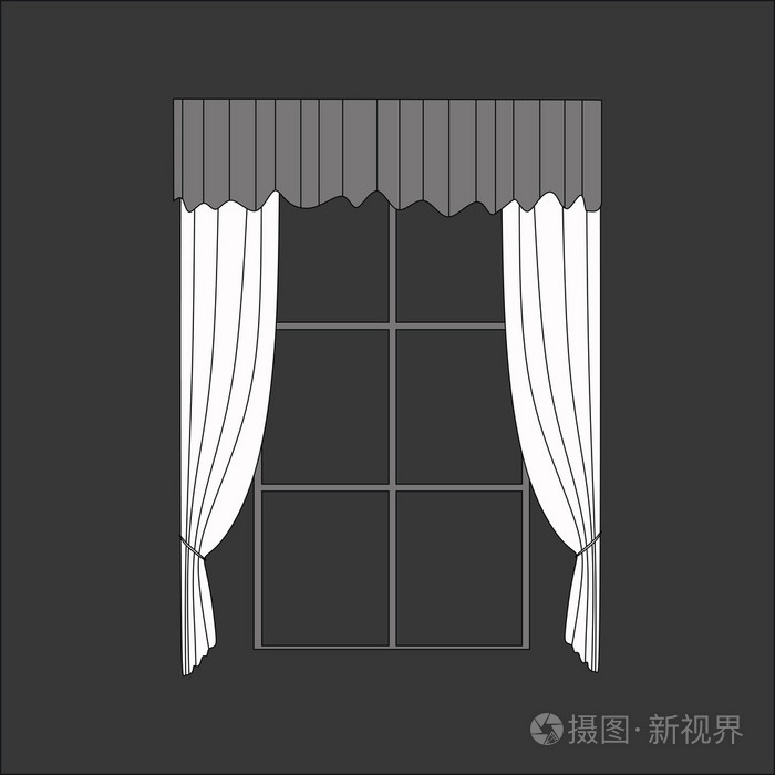 素描设计窗帘窗口