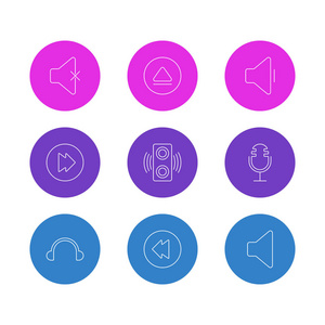 矢量图的 9 旋律图标。可编辑包的先进 扬声器 倒带和其他元素