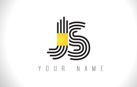 js 的黑眼线字母徽标.创意线字母矢量模板照片