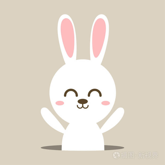 可爱的兔子, 复活节兔子, 可爱的动物卡通矢量图