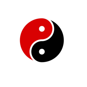 尹杨图标矢量和谐象征红色和黑色