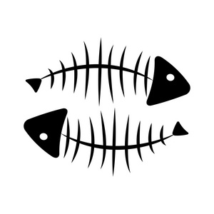 矢量背景悲伤注定失败鱼骨的图标鱼骨架章鱼与死海鱼的骨架无缝壁纸