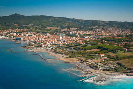 伊特鲁里亚海岸，意大利，托斯卡纳，滨海 Solvay 鸟瞰图