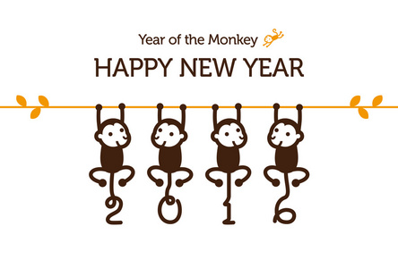 新的一年卡与猴子