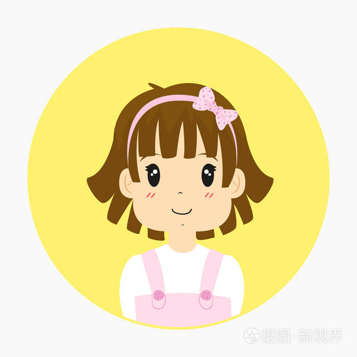 半身小女孩头像矢量