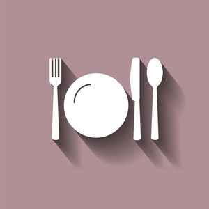刀 叉 勺子和盘子。餐具。表设置。矢量 ico