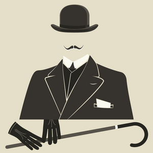 老风格穿着男人的礼帽照片