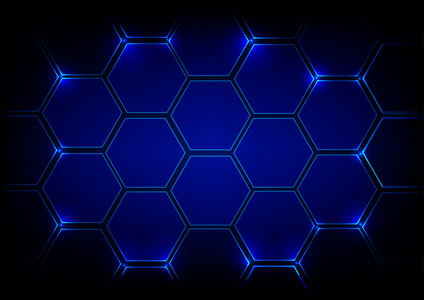 抽象背景蓝色六角技术。向量的概念设计