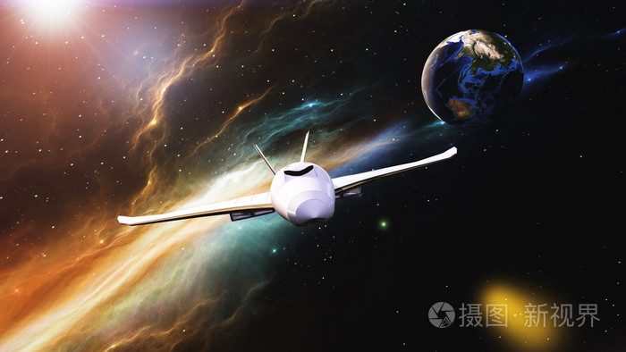 一艘宇宙飞船3dcg渲染