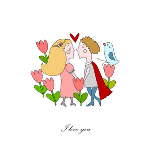 罗密欧与朱丽叶接吻插画