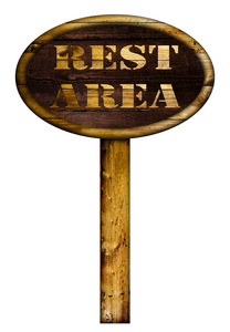 木制的休息区标志图片