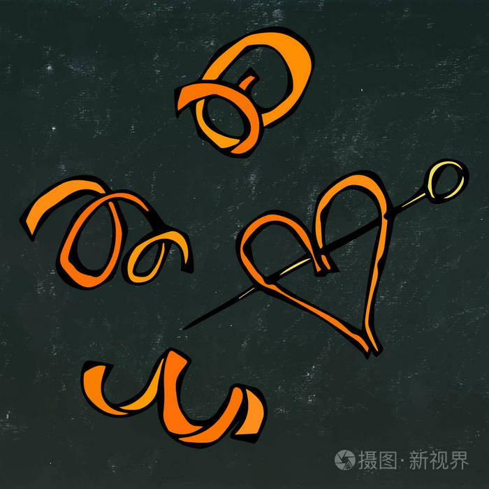 桔皮螺旋。上一个黑色的黑板背景孤立的现实手绘涂鸦风格Sketch.Vector