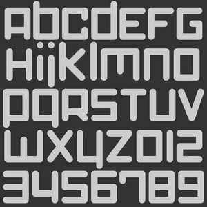 程式化，字母和数字隔离在灰色的背景上的一套。矢量当代 加粗字体类型
