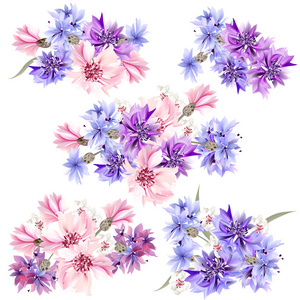 鲜花花艺水彩风格用鲜花花艺设计一套照片