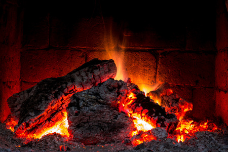 在壁炉里的火
