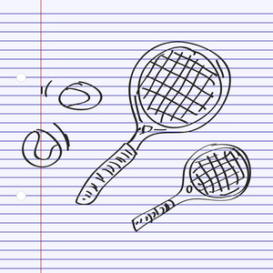 简便的涂鸦的网球拍图片