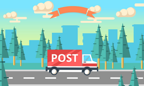 邮政交付矢量卡车.送货服务车照片