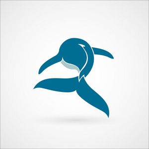 白色背景上孤立的蓝鲸 logo 标志会徽照片