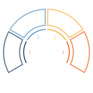 信息图表多彩半圆的四个数字选项