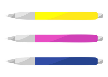 彩色的塑料笔。矢量图