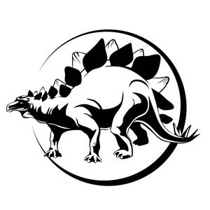 剪影素描草食性恐龙三角龙