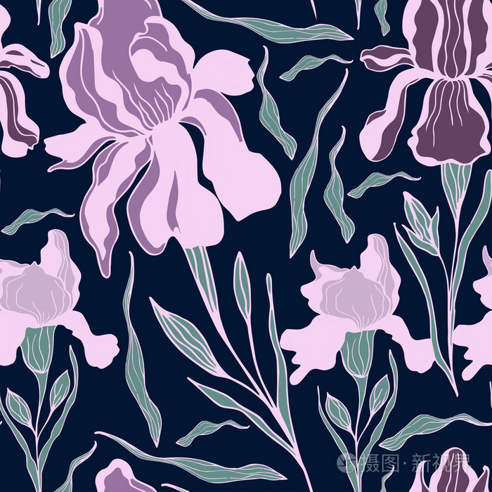 鸢尾花的无缝模式矢量