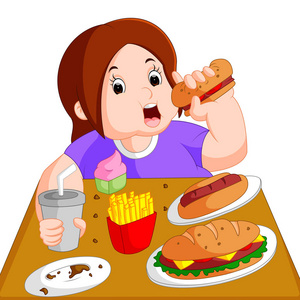 胖女人吃快餐