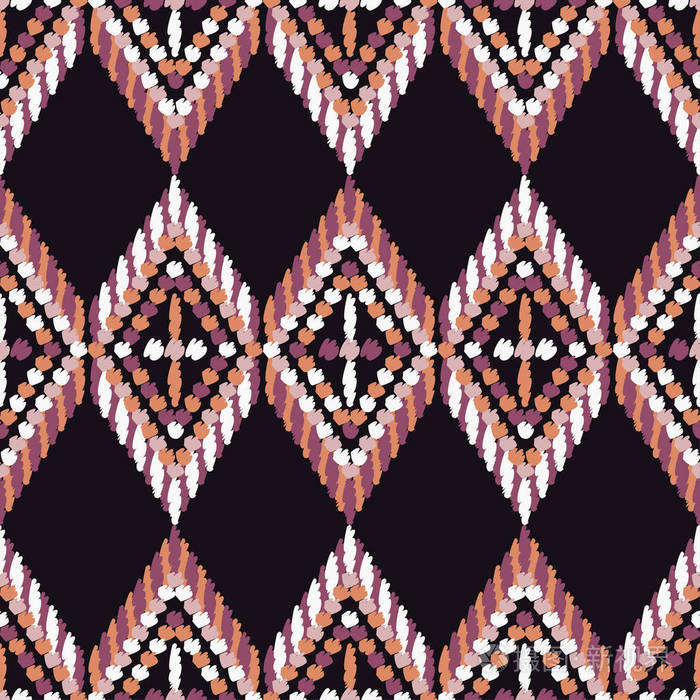 民族波西米亚风无缝模式.复古花纹.矢量图.纺织融洽