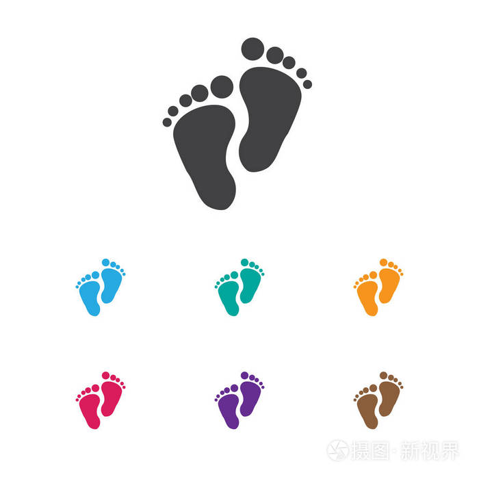 脚一步图标的婴儿符号的矢量插图.