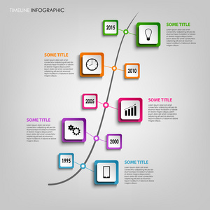 时间线信息图形同色方块设计模板