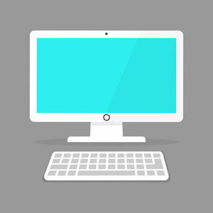 白色电脑显示器与键盘图标图片