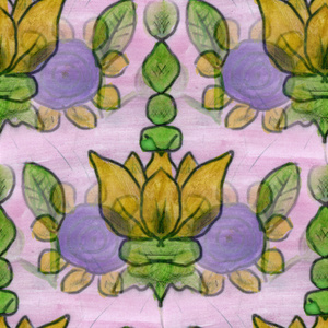水彩花无缝手工黄色紫色装饰壁纸背景