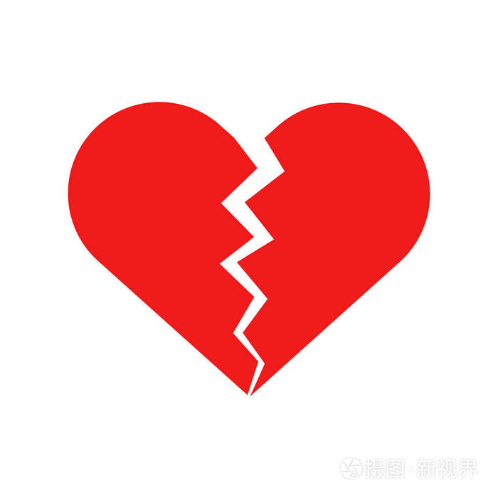 破碎的心的平面图标