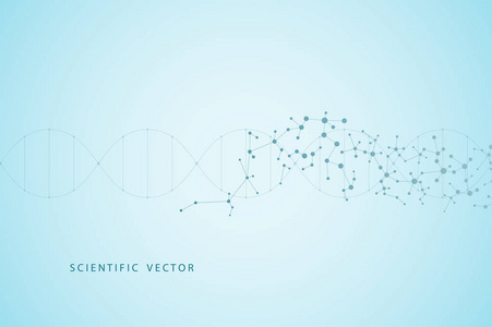 抽象的分子背景 基因和化学化合物 医疗 技术或科学概念矢量图