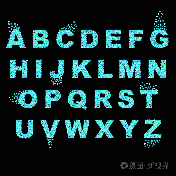美丽的彩色字体英语字母表初始设计