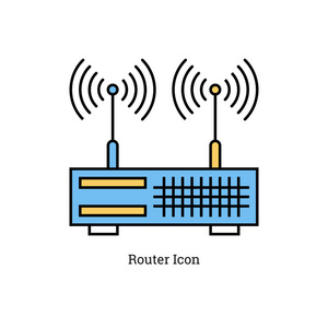 线性孤立的图标双天线路由器